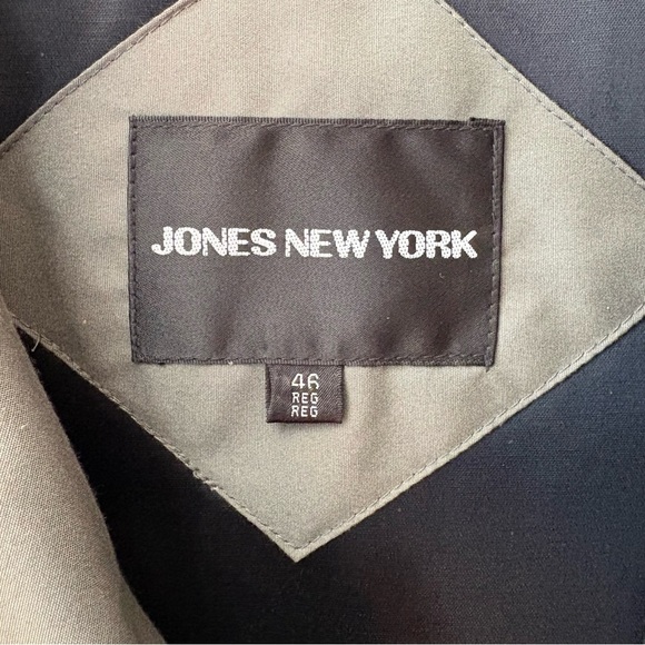 Jones New York Trench Coat Wool Liner Green Grey Size 46R - Picture 9 of 15
